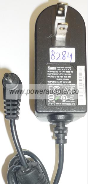 SUNNY SYS1298-1505-W2 AC ADAPTER 5VDC 3A 15W USED -(+) 1.5x3.5mm
